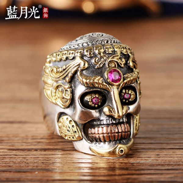 blue moonlight 925 thai skull sier domineering personality ring fashion men's jewelry, Silver
blue moonlight 925 thai skull sier domineering personality ring fashion men's jewelry, Silver