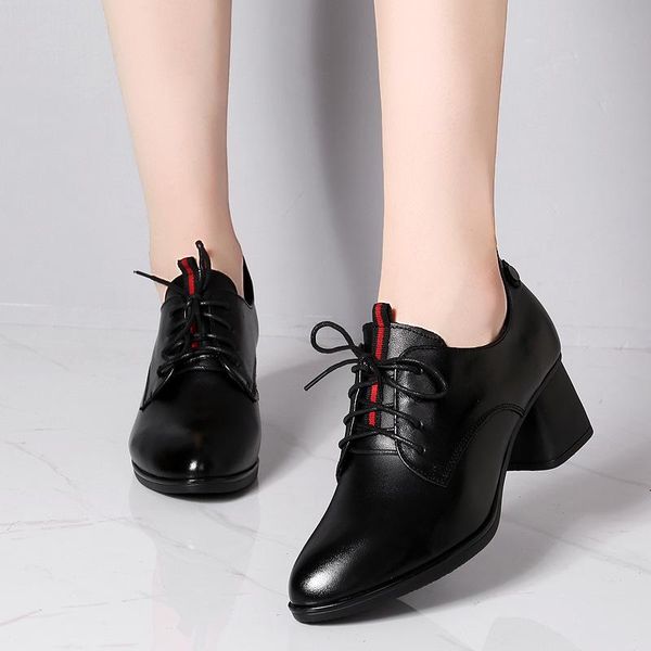 2021 spring british leather round head single shoes thick heel women's small leather shoes lace up work women's, Black
2021 spring british leather round head single shoes thick heel women's small leather shoes lace up work women's, Black