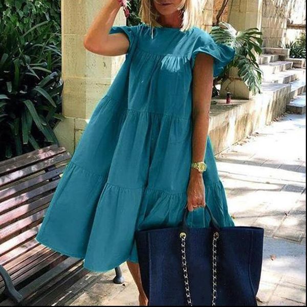2021 women summer dress fashion solid color loose short sleeve women dress beach casual ladies plus size dress new, Black;gray
2021 women summer dress fashion solid color loose short sleeve women dress beach casual ladies plus size dress new, Black;gray