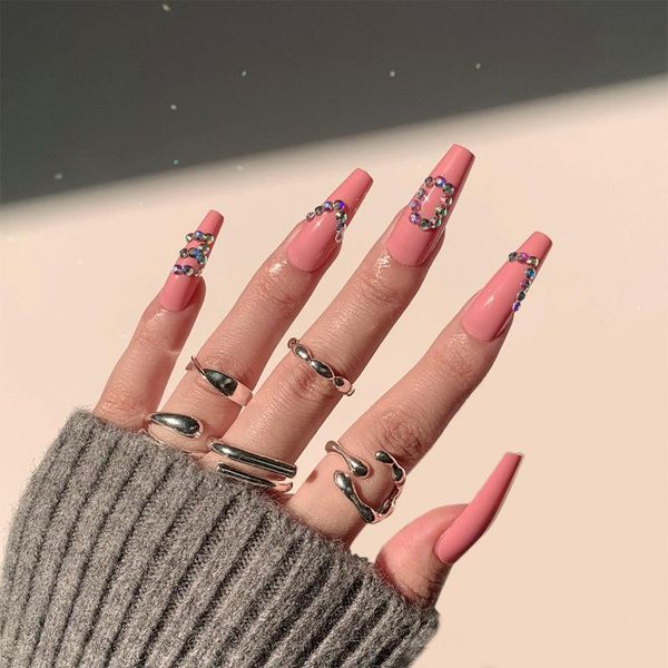 false nails 24pcs fake rhinestone nail patch sweet style glue type removable super long paragraph manicure fully covered decor, Red;gold
false nails 24pcs fake rhinestone nail patch sweet style glue type removable super long paragraph manicure fully covered decor, Red;gold