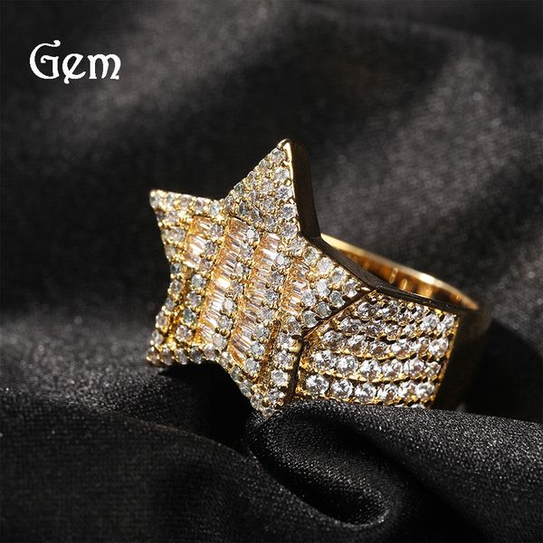 ring gu meng jewelry hip hop t square stone five pointed star boys' gold plated zircon, Silver
ring gu meng jewelry hip hop t square stone five pointed star boys' gold plated zircon, Silver