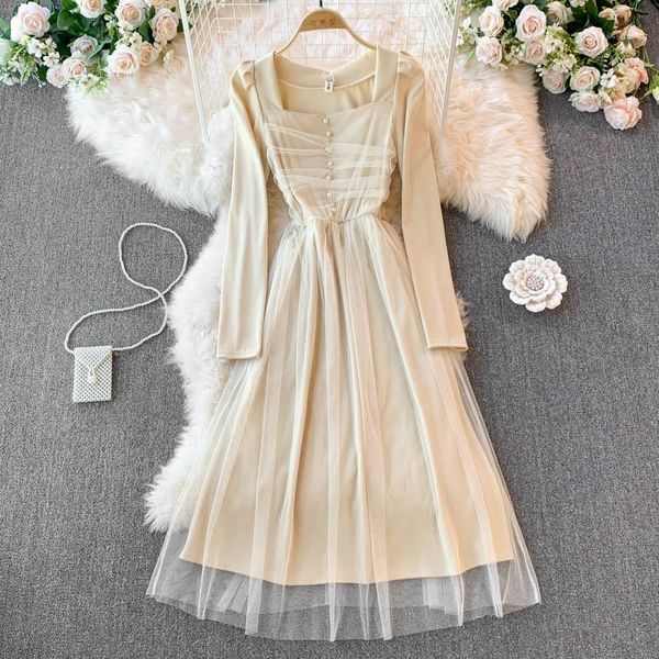 casual dresses brown/black/beige beading mesh patchwork midi dress women spring autumn vintage square collar long sleeve vestidos, Black;gray
casual dresses brown/black/beige beading mesh patchwork midi dress women spring autumn vintage square collar long sleeve vestidos, Black;gray