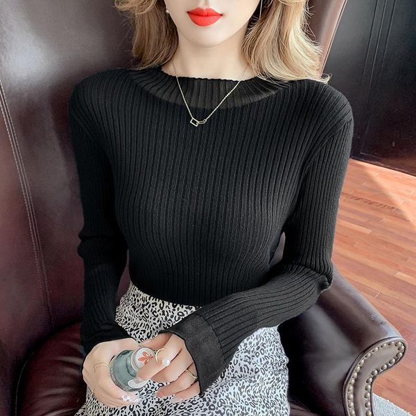 women's sweaters woman knitted pullover lace ladies solid o-neck long sleeved sweater fashion basic women clothing, White;black
women's sweaters woman knitted pullover lace ladies solid o-neck long sleeved sweater fashion basic women clothing, White;black
