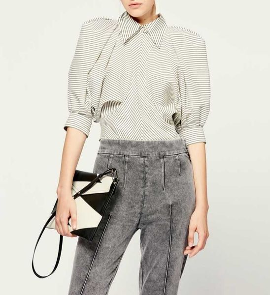 women's blouses & shirts women irregular stripes shirt lady half puff sleeve turn down collar loose blouse female ladylike style 2021, White
women's blouses & shirts women irregular stripes shirt lady half puff sleeve turn down collar loose blouse female ladylike style 2021, White