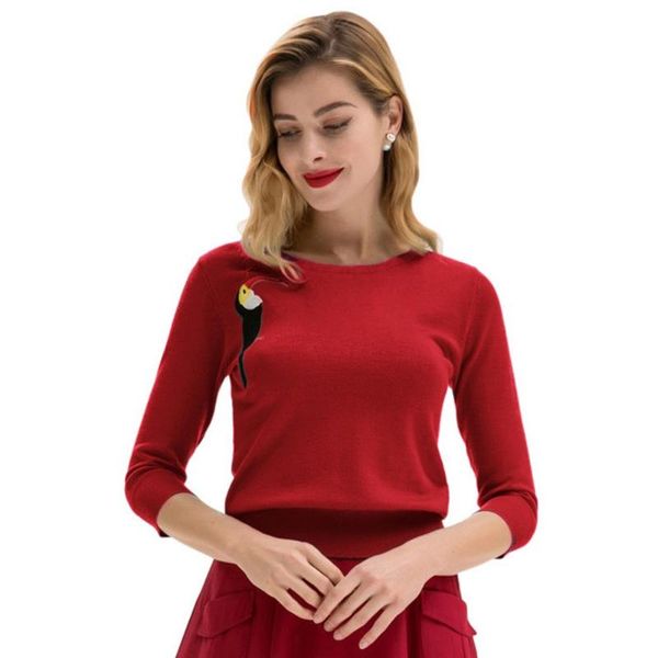 women's sweaters bp long sleeve pullover knitting bird embroidery sweater 3/4 crew neck stretchy knitwear slim tight, White;black
women's sweaters bp long sleeve pullover knitting bird embroidery sweater 3/4 crew neck stretchy knitwear slim tight, White;black