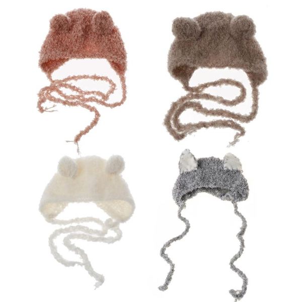 newborn ear bear hat bonnet baby pgraphy props cap handmade knitted hats, Yellow 
newborn ear bear hat bonnet baby pgraphy props cap handmade knitted hats, Yellow
