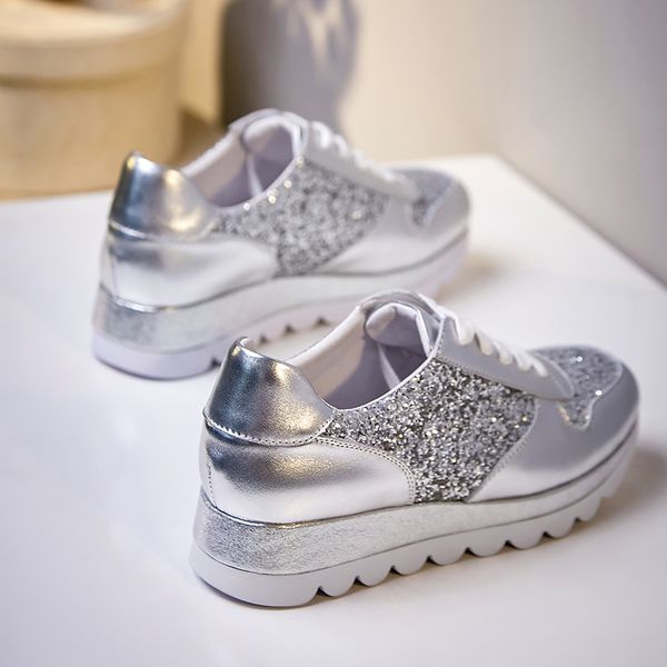 Womens genuine leather Sequins fabric patchwork lace-up platform flats snekaers thick sole casual bling fashion shoes for womenDress Shoes, Silver
Womens genuine leather Sequins fabric patchwork lace-up platform flats snekaers thick sole casual bling fashion shoes for womenDress Shoes, Silver
