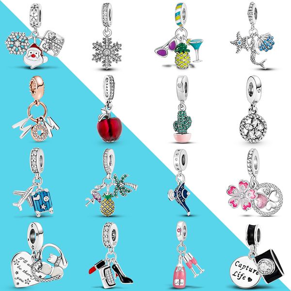 925 silver dangle charms fit original pandora bracelet diy for jewelry making gift for friend lover snow santa claus lipstick, Black
925 silver dangle charms fit original pandora bracelet diy for jewelry making gift for friend lover snow santa claus lipstick, Black