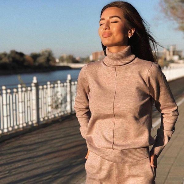 women sweater suit track costume 2 pieces sets casual autumn winter turtleneck pullovers and long knitted pants knitted sets, White
women sweater suit track costume 2 pieces sets casual autumn winter turtleneck pullovers and long knitted pants knitted sets, White