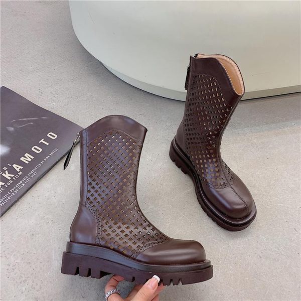 boots summer solid color retro high-women's casual hollow slope with non-slip comfortable flat heel round toe platform, Black
boots summer solid color retro high-women's casual hollow slope with non-slip comfortable flat heel round toe platform, Black