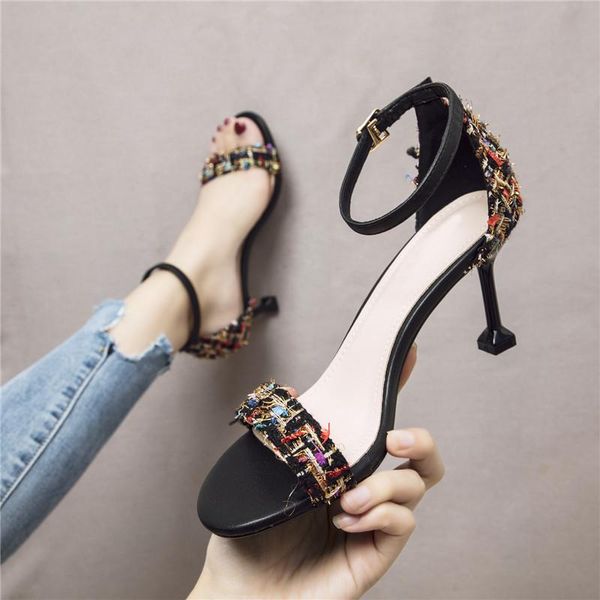 mixed color tassel open toe thin high heel gladiator sandals summer women dress shoes brand buckle cover heel sandalias hot, Black
mixed color tassel open toe thin high heel gladiator sandals summer women dress shoes brand buckle cover heel sandalias hot, Black