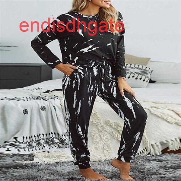 factory53tp2021 women's home wear winter speed suit casual tie dye pajamas women, Black;white
factory53tp2021 women's home wear winter speed suit casual tie dye pajamas women, Black;white
