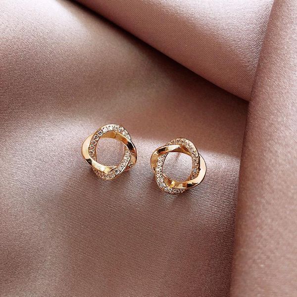 stud korean design fashion jewelry high-end micro-inlaid zircon earrings personality twisted geometry small female, Golden;silver
stud korean design fashion jewelry high-end micro-inlaid zircon earrings personality twisted geometry small female, Golden;silver