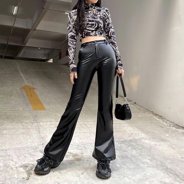 streetwear faux leather flare pants for women gothic punk style black long trousers harajuku 2021 high waisted bottoms, Black;white
streetwear faux leather flare pants for women gothic punk style black long trousers harajuku 2021 high waisted bottoms, Black;white