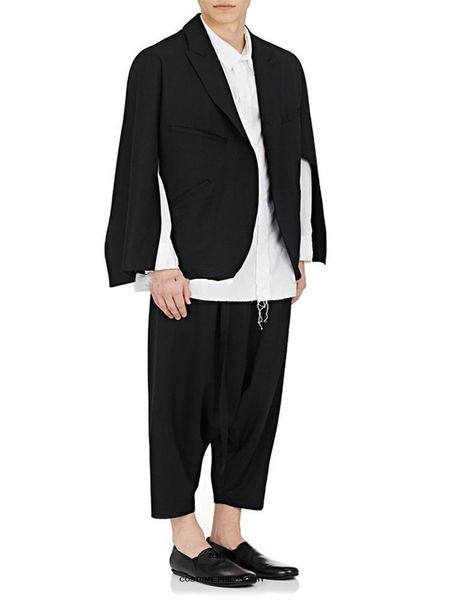 men's pants oversize custom handmade casual wide-leg, Black