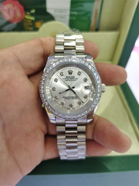 with original box 41mm 36mm automatic mechanical mens watches bezel stainless steel women diamond watch waterproof luminous wristwatches 281, Slivery;brown
with original box 41mm 36mm automatic mechanical mens watches bezel stainless steel women diamond watch waterproof luminous wristwatches 281, Slivery;brown