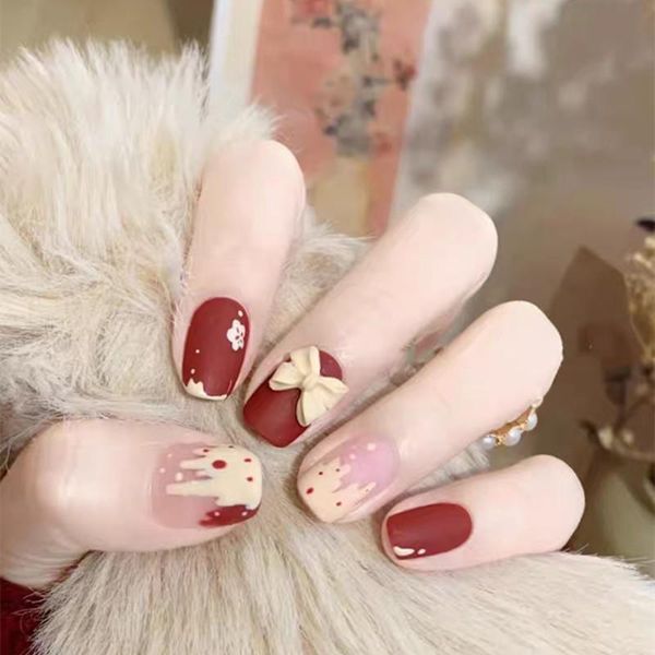 false nails 24pcs bow nail patch glue type removable short paragraph fashion manicure save time fake butt666, Red;gold
false nails 24pcs bow nail patch glue type removable short paragraph fashion manicure save time fake butt666, Red;gold