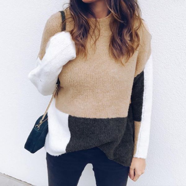 women's sweaters womens clothing casual long sleeve jumper o neck stitching color sweater pullover women turtleneck knitted pull femme, White;black
women's sweaters womens clothing casual long sleeve jumper o neck stitching color sweater pullover women turtleneck knitted pull femme, White;black