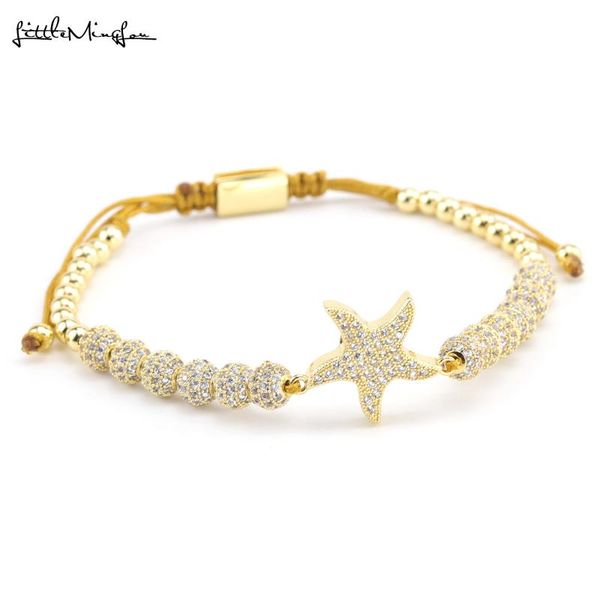 charm bracelets fasion luxury cz starfish bracelet ball copper beads braided adjustable handmade women bangles for jewelry, Golden;silver 
charm bracelets fasion luxury cz starfish bracelet ball copper beads braided adjustable handmade women bangles for jewelry, Golden;silver
