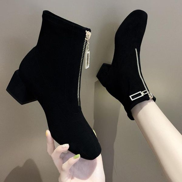 boots front zipper short women 2021 autumn thin and wild thick heel tube suede net red, Black
boots front zipper short women 2021 autumn thin and wild thick heel tube suede net red, Black