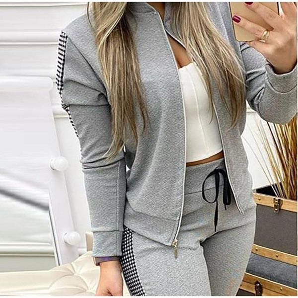 women's two piece pants vintage women plaid zipper long sleeve coat drawstring autumn winter fashion set tracksuits lady sport suit, White
women's two piece pants vintage women plaid zipper long sleeve coat drawstring autumn winter fashion set tracksuits lady sport suit, White