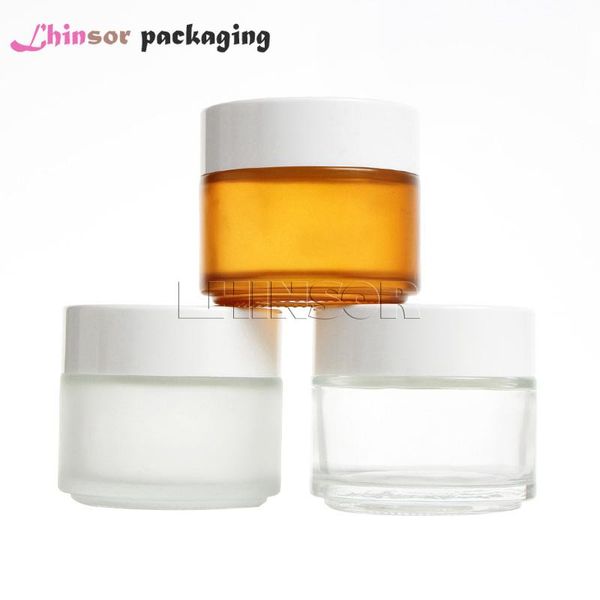storage bottles & jars 5pcs/lot 100g amber transparent frosted glass white screw lid cream empty cosmetic packaging containers
storage bottles & jars 5pcs/lot 100g amber transparent frosted glass white screw lid cream empty cosmetic packaging containers