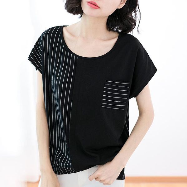 women's blouses & shirts chemisier femme striped pockets blouse vintage 2021 black summer cotton short sleeve shirt women plus size wo, White
women's blouses & shirts chemisier femme striped pockets blouse vintage 2021 black summer cotton short sleeve shirt women plus size wo, White