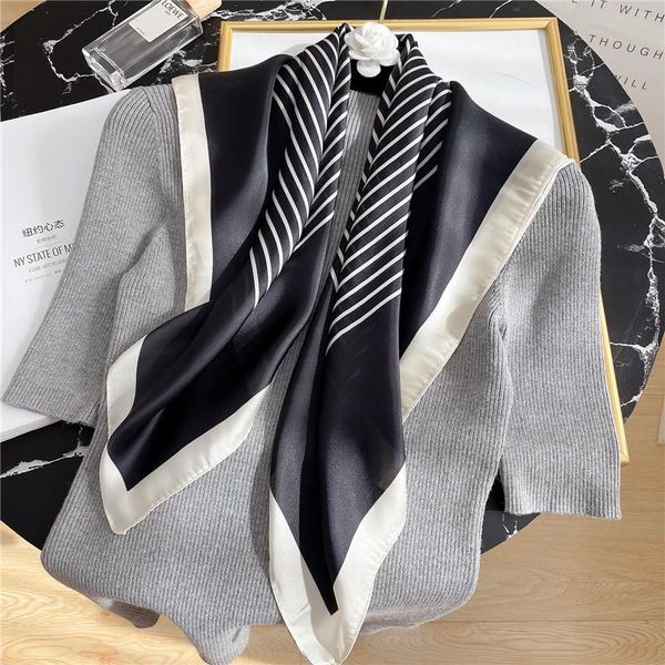 scarves 2021 striped silk scarf women square neck hairband foulard bandana shawl wrap lady fashion neckerchief accessories echarpe, Blue;gray
scarves 2021 striped silk scarf women square neck hairband foulard bandana shawl wrap lady fashion neckerchief accessories echarpe, Blue;gray