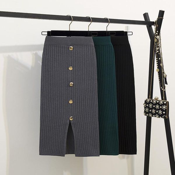 skirts high waist autumn winter knitted women warm skirt long female rib with button, Black
skirts high waist autumn winter knitted women warm skirt long female rib with button, Black