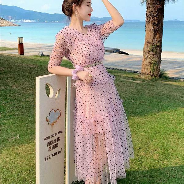 summer arrive polka dot mesh women dress short sleeve party runway holiday vestidos 210529, Black;gray
summer arrive polka dot mesh women dress short sleeve party runway holiday vestidos 210529, Black;gray