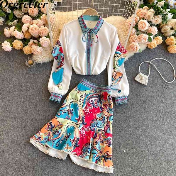 spring fashion runway skirt sets women's long sleeve contrast color ruffles shirt + beading pearls mermaid skirts 2 piece 210602, White
spring fashion runway skirt sets women's long sleeve contrast color ruffles shirt + beading pearls mermaid skirts 2 piece 210602, White
