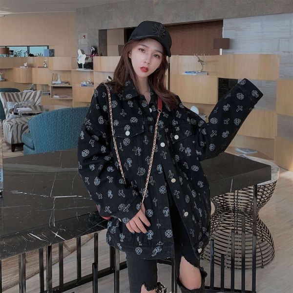 spring loose version women's clothing spring style and autumn cowboy coat fashion, Black;brown
spring loose version women's clothing spring style and autumn cowboy coat fashion, Black;brown