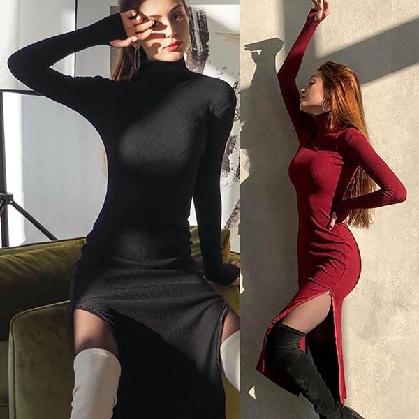 casual dresses women straight dress turtelneck long sleeve split zipper package hip bodycon solid party elegant evening club robe, Black;gray
casual dresses women straight dress turtelneck long sleeve split zipper package hip bodycon solid party elegant evening club robe, Black;gray