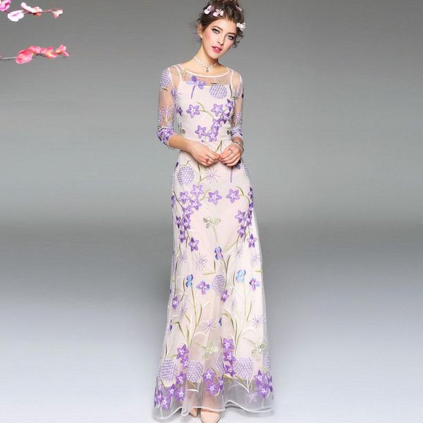 casual dresses arrival 2021 spring summer women's o neck 3/4 sleeves embroidery tulle laid over floral elegant maxi runway, Black;gray
casual dresses arrival 2021 spring summer women's o neck 3/4 sleeves embroidery tulle laid over floral elegant maxi runway, Black;gray