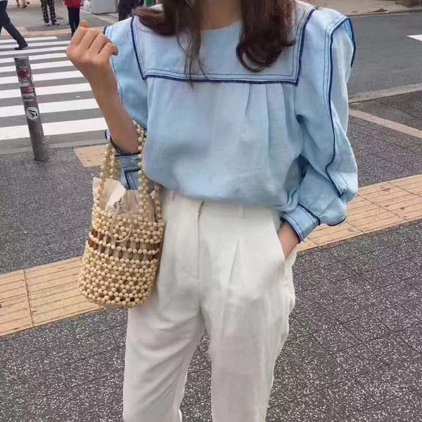 2021 Chic New Beginning Autumn Sweet-hit Girl Fashion Sailor's Turtleneck Fresh Puff-sleeves Games Shirts Laja, White
2021 Chic New Beginning Autumn Sweet-hit Girl Fashion Sailor's Turtleneck Fresh Puff-sleeves Games Shirts Laja, White