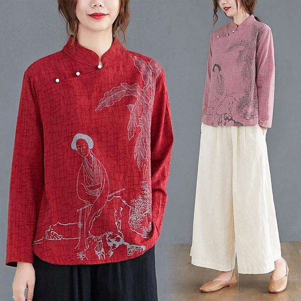 ethnic clothing chinese women loose blouse shirts tang suit restore ancient cheongsam cotton printed solid color oriental hanfu, Red
ethnic clothing chinese women loose blouse shirts tang suit restore ancient cheongsam cotton printed solid color oriental hanfu, Red