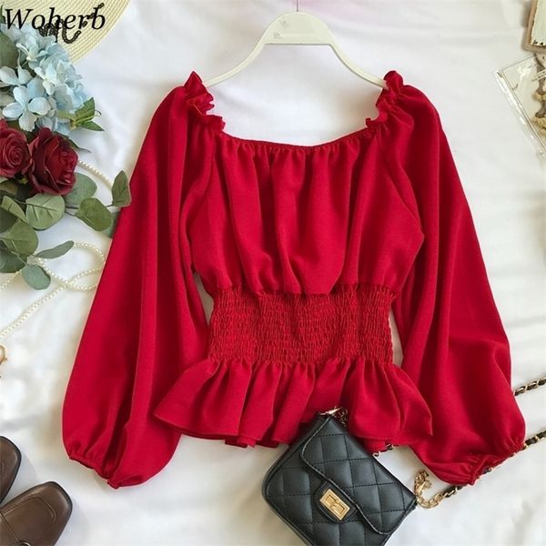 woherb off shoulder chiffon blouse women summer fashion korean elegant ruffle blusas vintage slim waist shirt 21969 210225, White
woherb off shoulder chiffon blouse women summer fashion korean elegant ruffle blusas vintage slim waist shirt 21969 210225, White