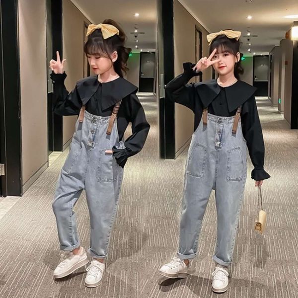 girls' spring dress 2021 new shirt denim suspenders suit net red children's foreign style korean casual clothes, Blue
girls' spring dress 2021 new shirt denim suspenders suit net red children's foreign style korean casual clothes, Blue