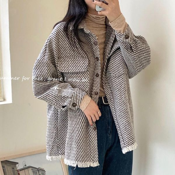 women's jackets junelove women autumn retro houndstooth shirts vintage tassel loose wild long sleeve jacket casual street lady outwears, Black;brown
women's jackets junelove women autumn retro houndstooth shirts vintage tassel loose wild long sleeve jacket casual street lady outwears, Black;brown
