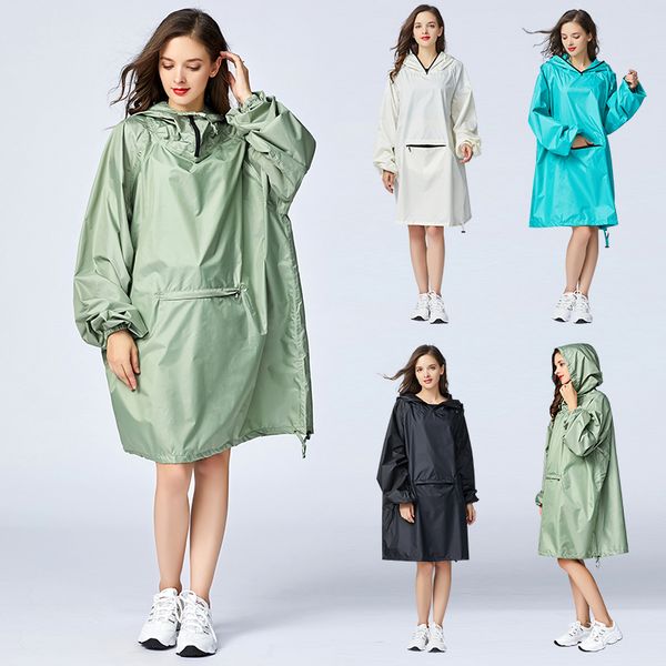womens styish waterproof rain poncho coak raincoat with hood seeves and big pocket on front.
womens styish waterproof rain poncho coak raincoat with hood seeves and big pocket on front.