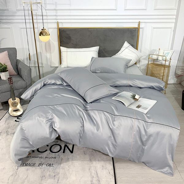 bedding sets 2021 glossy satin pure simple set smooth lustrous duvet cover bed sheet pillowcases single king size 4pcs