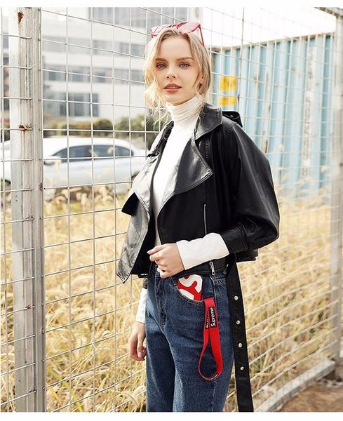 women's leather & faux 2021 autumn winter solid biker motorcycle jackets oversized coat vintage soft pu jacket, Black
women's leather & faux 2021 autumn winter solid biker motorcycle jackets oversized coat vintage soft pu jacket, Black