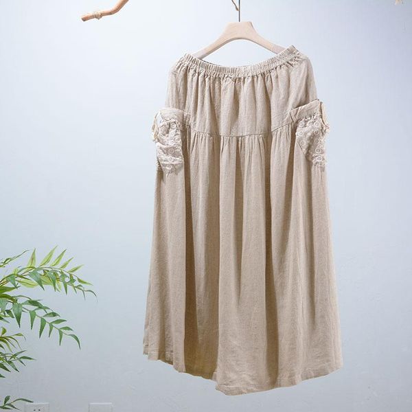 spring and summer 2021 literary cotton embroidery pocket skirts elastic waist female skirt vv06, Black
spring and summer 2021 literary cotton embroidery pocket skirts elastic waist female skirt vv06, Black