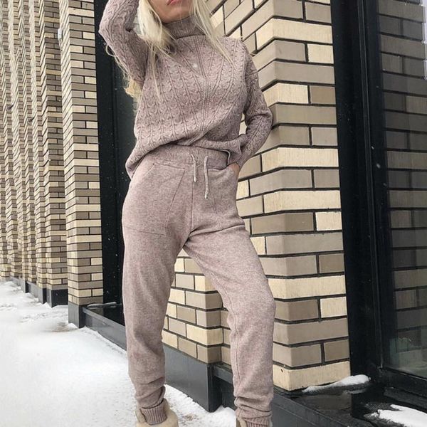 women's two piece pants autumn winter women warm knitted tracksuit turtleneck pullover sweatshirts and knit sets sporting suit female, White
women's two piece pants autumn winter women warm knitted tracksuit turtleneck pullover sweatshirts and knit sets sporting suit female, White
