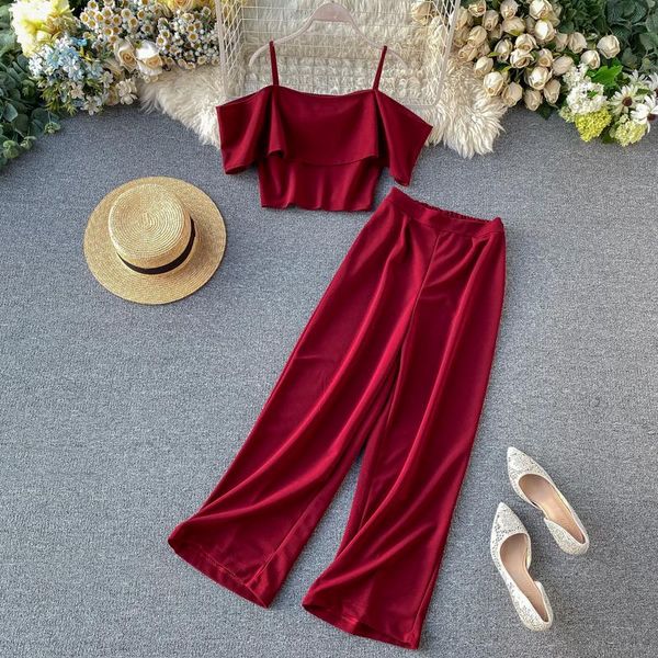 roupas feminina camisole crop and wide leg pants fashion women suit set new 2021 summer ladies solid two piece outfits, Gray
roupas feminina camisole crop and wide leg pants fashion women suit set new 2021 summer ladies solid two piece outfits, Gray