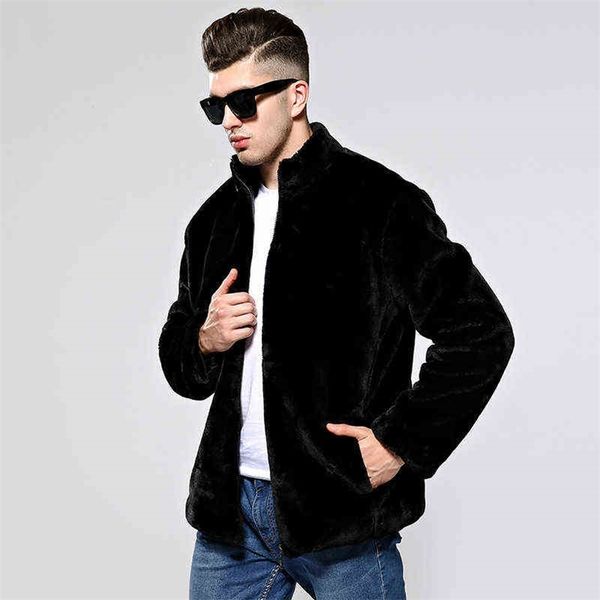 men fur coat black stand collar long sleeve winter faux solid loose mink casual jacket 211213
men fur coat black stand collar long sleeve winter faux solid loose mink casual jacket 211213