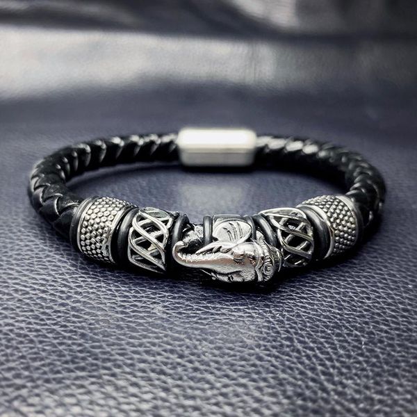 charm bracelets arrival punk men jewelry weave leather bracelet elephant stainless steel magnetic clasp bangle trendy mens sp0087, Golden;silver
charm bracelets arrival punk men jewelry weave leather bracelet elephant stainless steel magnetic clasp bangle trendy mens sp0087, Golden;silver