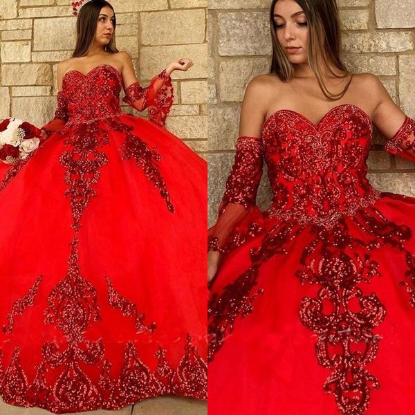 2021 red sequined lace quinceanera dresses ball gown crystal beads sequins sweetheart with sleeves ruffles corset back party dress prom even, Blue;red
2021 red sequined lace quinceanera dresses ball gown crystal beads sequins sweetheart with sleeves ruffles corset back party dress prom even, Blue;red