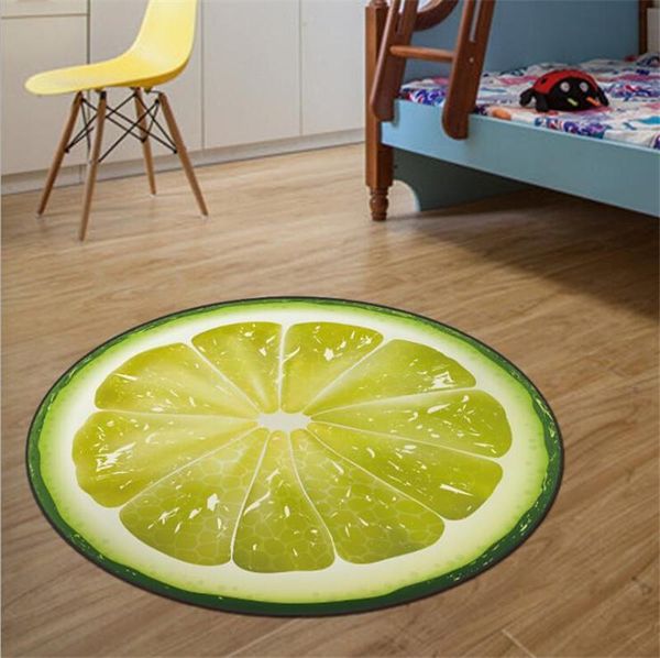 

carpets round carpet fruit 3d print soft anti-slip rugs computer chair mat kiwi watermelon floor for kids room home decor
