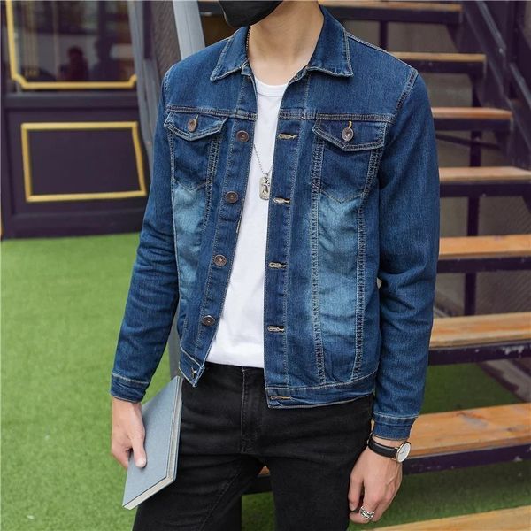 autumn korean fashion cool denim youth student slim casual jacket men, Black;brown